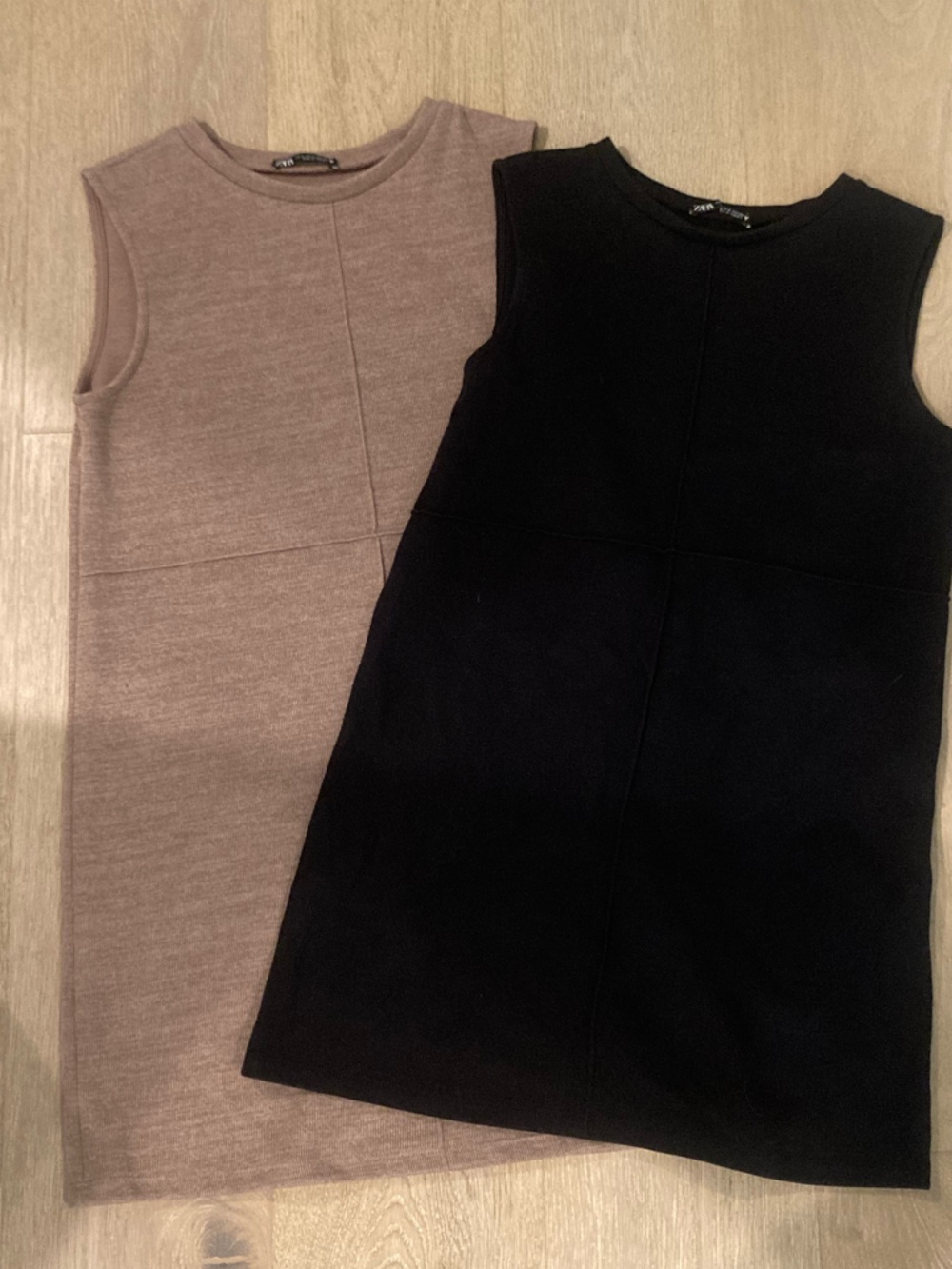 Zara Ribbed Crewneck Tank dresses - Brown & Mauve